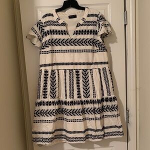 Lane Bryant Black and Cream Geometric Mini Dress
